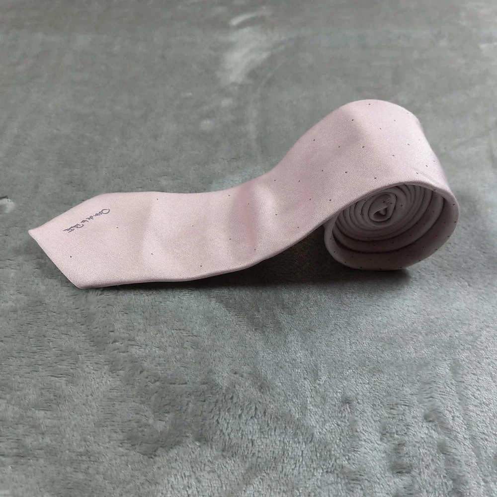 Vintage Oscar de la Renta Tie Mens 56x2.75 Pink Abstract Polka Dot Luxury
